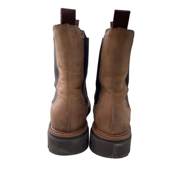 GOSH Freeflex Chelsea Ankle Boots Size 39 Tan Brown Leather Slip On Lug Sole - Picture 2 of 8